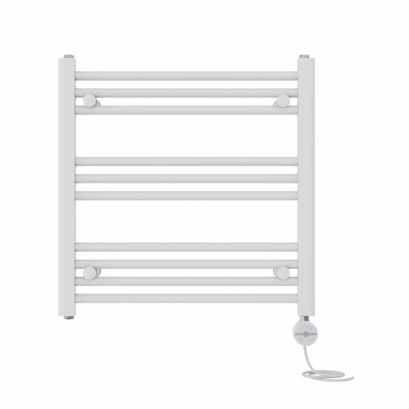 Didama Straight Towel Rail Heated Towel Rails, 60cm H x 60cm W x 3cm D, White