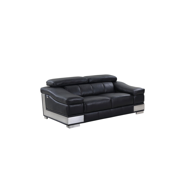 Causeuse en cuir italien, Noir