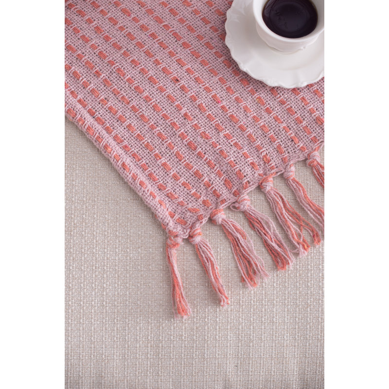 Jeté 50x60 "en coton rose avec pampilles, paquet de 2, Rose