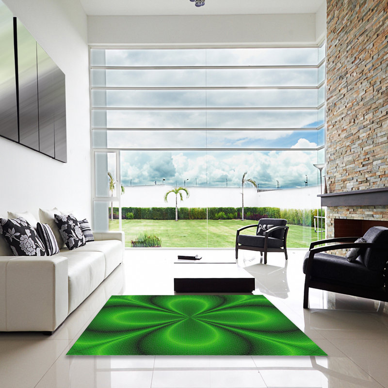 Tapis de zone verte à motif, Carré 5 pi