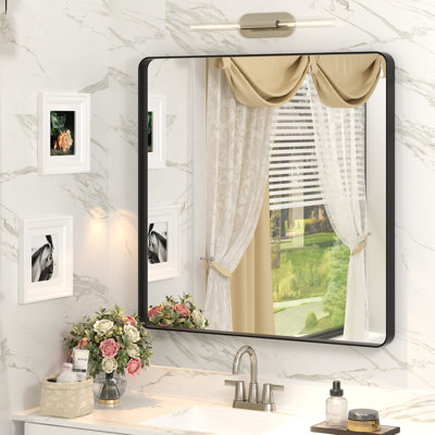 Aevar Tempered Glass and Aluminum Alloy Framed French Cleat Mounted Wall Mirror