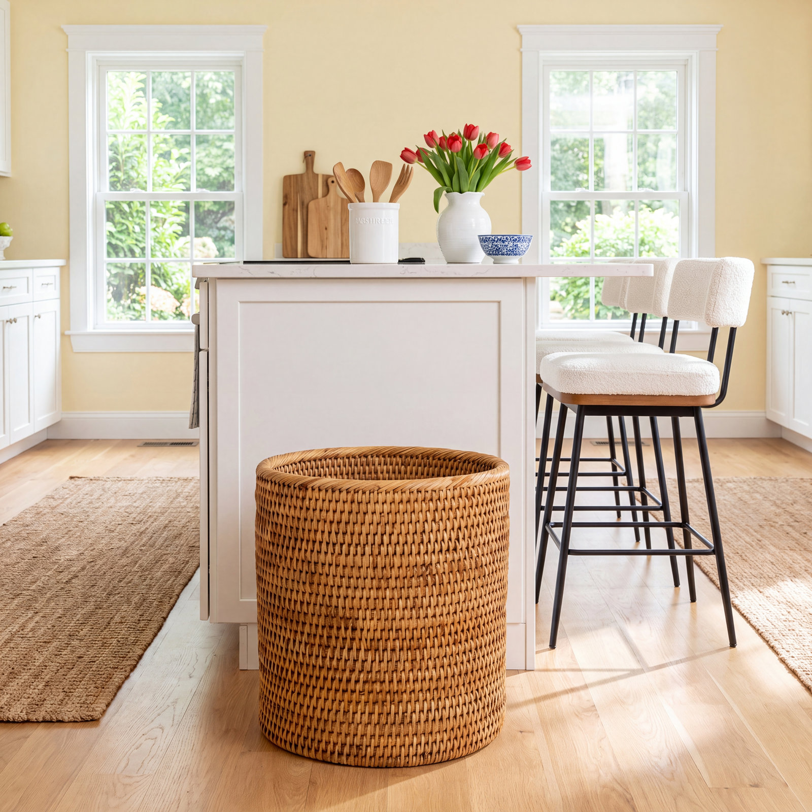 Rael 1.74gal Wicker Waste Basket, Honey Brown