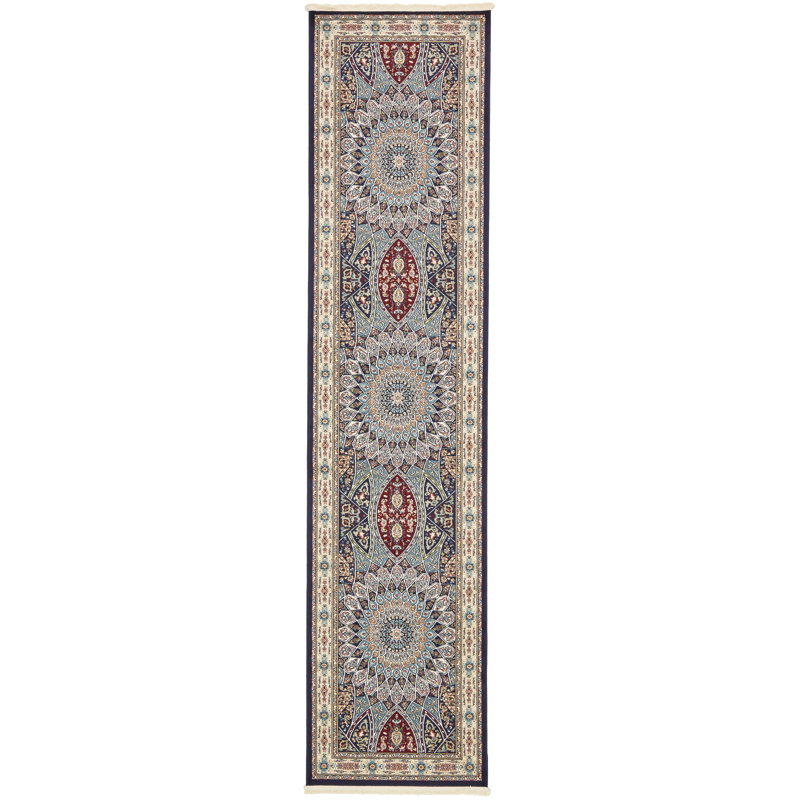 Jackson Oriental Indoor Rug, Runner 2' x 6'1", Ivory/Navy