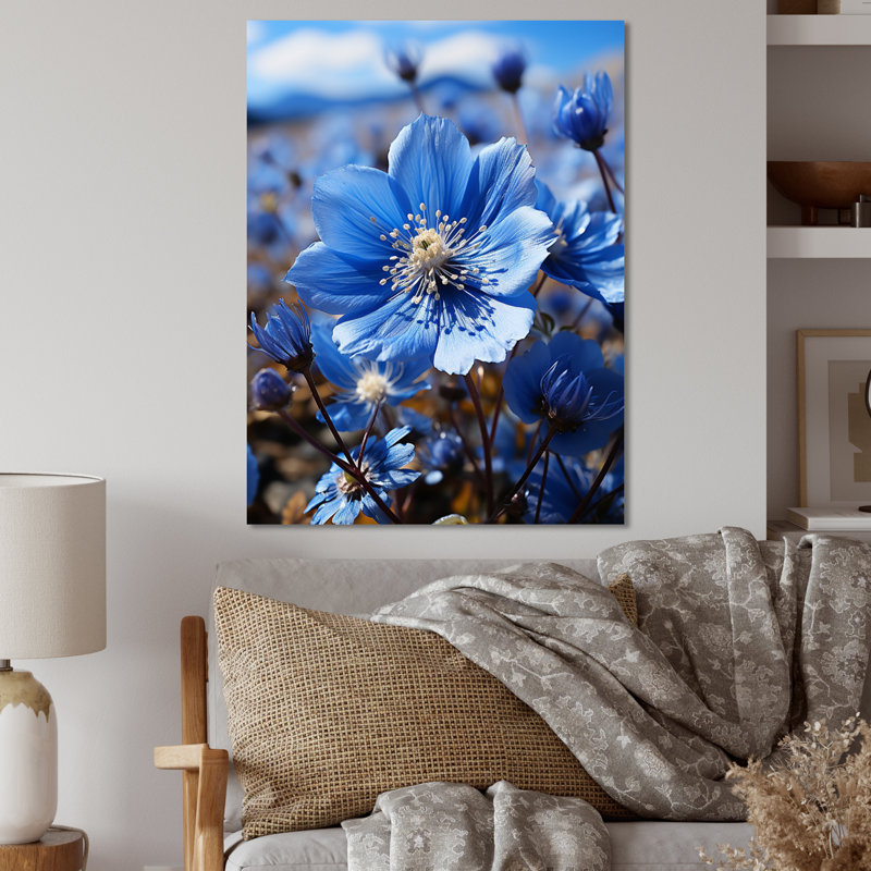 «Blue Flower Cobalt Delight» - décoration murale florale en métal, H 20 po x l 12 po