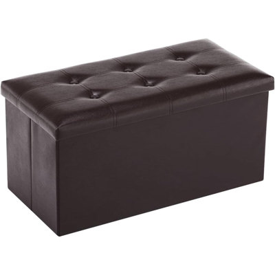 Folding Storage Ottoman Bench Faux Leather Footrest Couch For Living Room, Storage Bench With Padded Seat For Bedroom Hallway