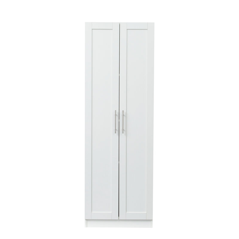 Armoire-penderie blanche de 70,87 pouces de hauteur avec 4 compartiments de rangement et double porte