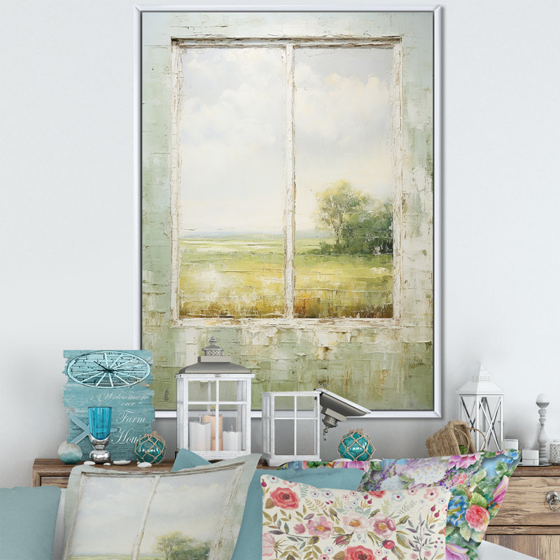 Countryside Calm Farm Windows II - Farmhouse Windows Wall Art, Black Floater Framed, 20" H x 12" W x 1" D