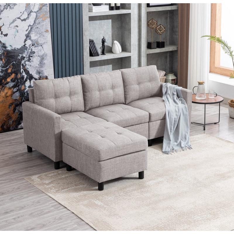 78.2"wide Upholstery Sofa With Square Arms, Light Gray