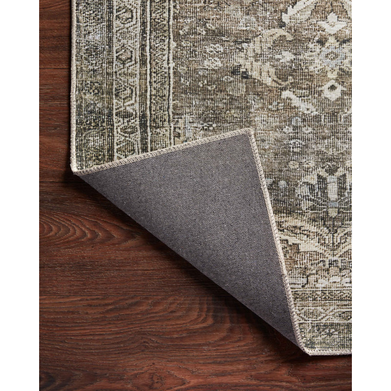 Sim Oriental Antique/Moss Area Rug, Rectangle 7'6" x 9'6"