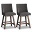 Ensemble de 2 tabourets de bar pivotants 26 po, tabourets de bar avec structure en bois, lin gris clair-1665394835-1665394833