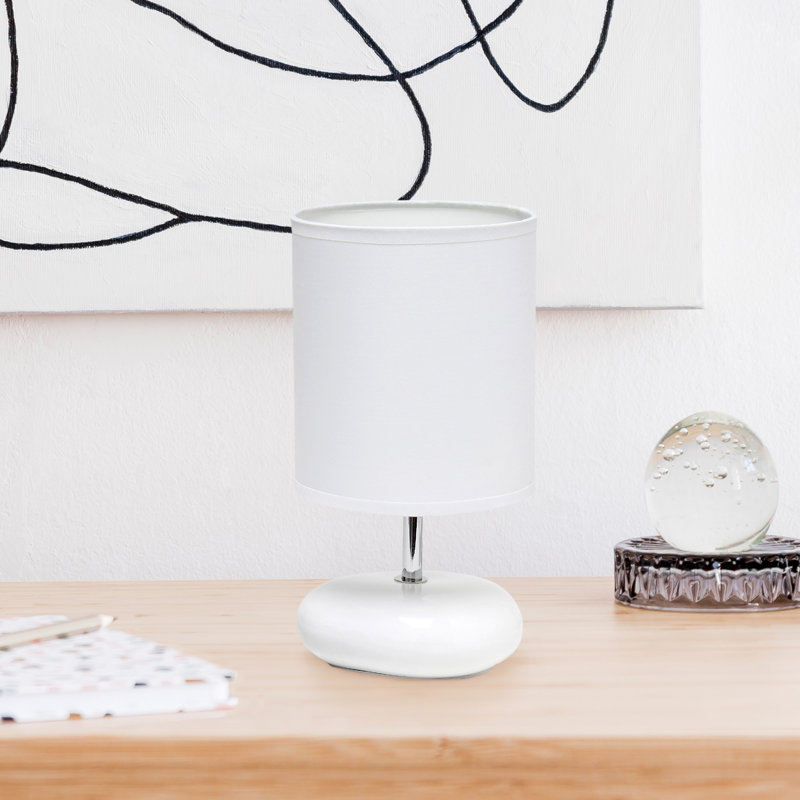 Dossena Ceramic Table Lamp, White, 7.68" H x 6.3" W x 6.3" D