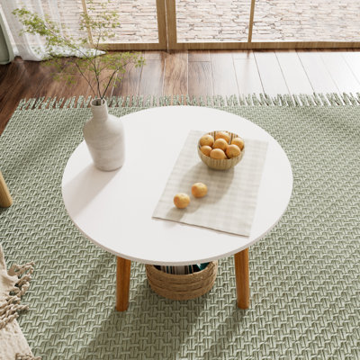 Dining Table White Modern Round Table With Solid Wood Legs Nordic Style Round Shape Leisure Coffee Table Home Furniture