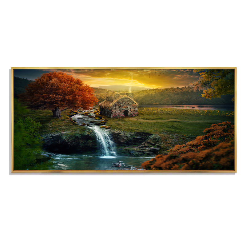 Peaceful Cottage - Photographie sur toile, H 30 po x l 40 po x P 1,5 po, Cadre doré