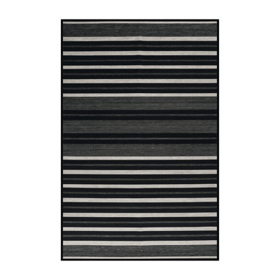 Tapis noir à rayures horizontales lavable à la machine