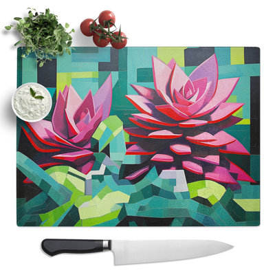 Succulent Constructivism No.2  Glass Chopping Board