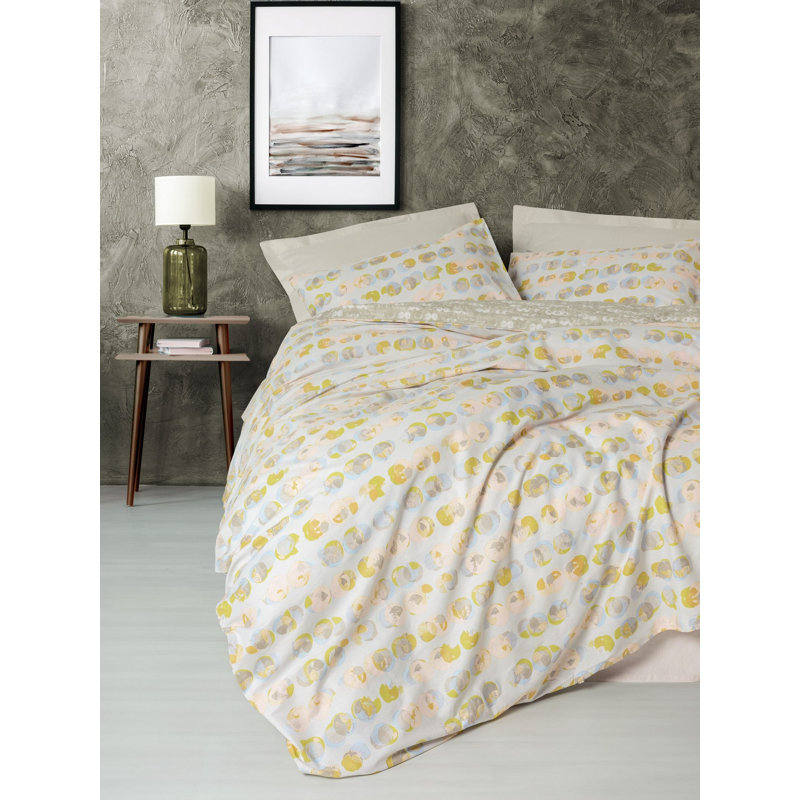 100% Cotton Ranforce Single Quilt Cover Set | Includes 63 x 87 Duvet Cover, 63 x 94 Flat Sheet, 20 x 28 Pillowcase | Machine Washable, 145 Thread Count, Button Closure for Duvet & Envelope Closure for Pillowcase | Soft & Durable Bedding