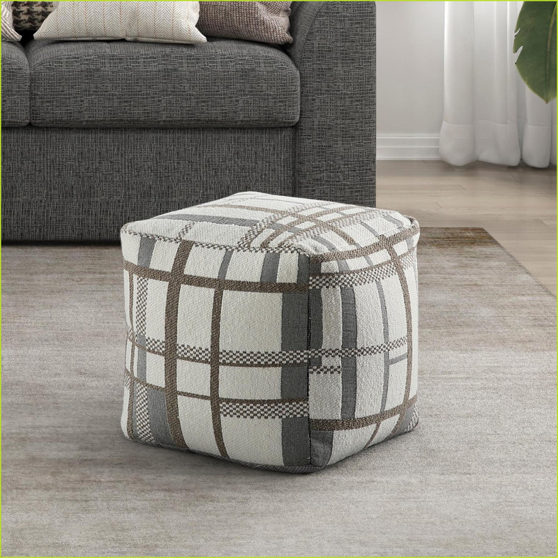 Repose-pieds antidérapant moderne avec tissu jacquard multicolore 16 x 16 x 16 po | Multicolore | Textile