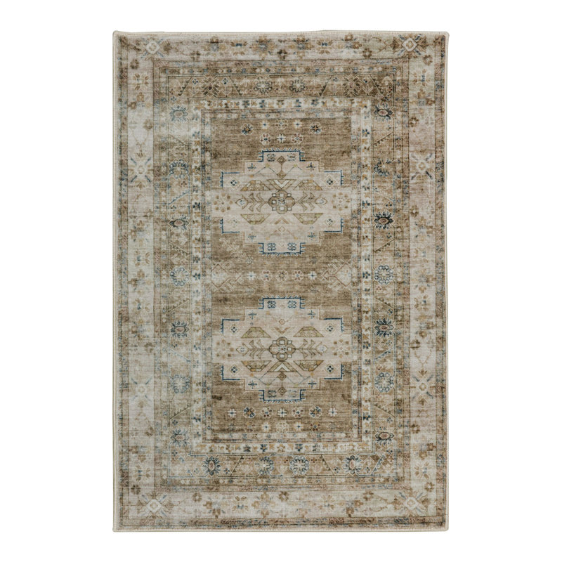 Darryl-James Soft Plush Vintage Distressed Machine Washable and Foldable Rug Non-Slip, Rectangle 7'6" x 9'6"