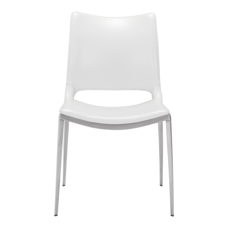 Chaise d'appoint rembourrée Leonino, Blanc, Blanc