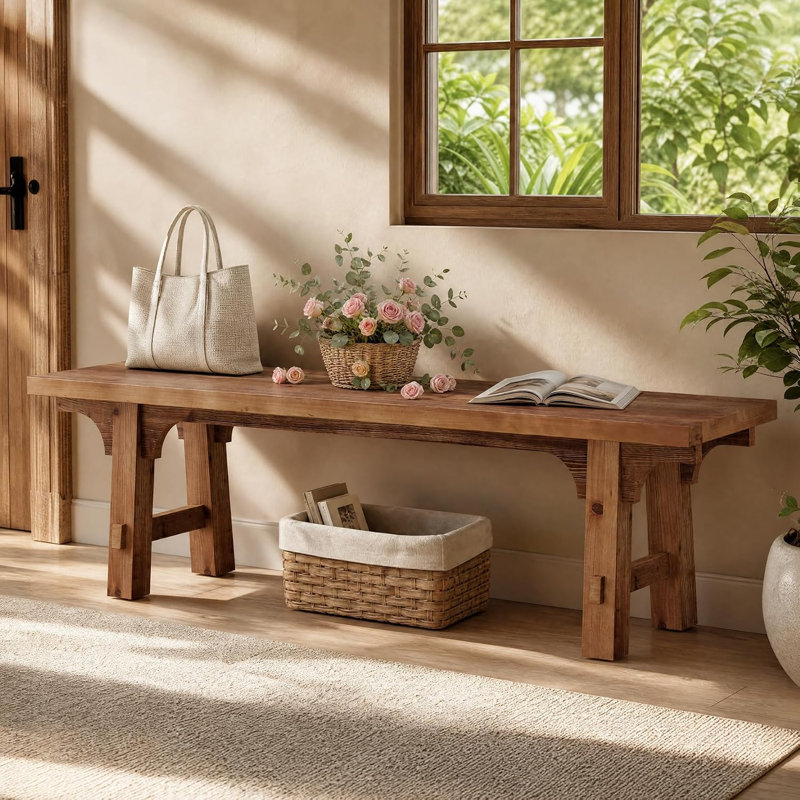 63-Inch Solid Wood Dining Bench