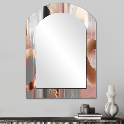 Pink Rosegold Circle Chaos V - Pink Arch Wall Mirror Decor