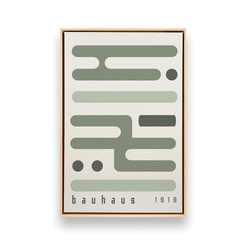 Circuits minimalistes du Bauhaus, H 12,75 po x l 8,75 po x P 1,25 po, Beige / vert, Cadre américain en érable flottant