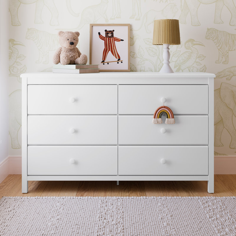 Alpine 6 Drawer Double Dresser, White