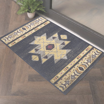 Tribes Black  Southwest Area Rug