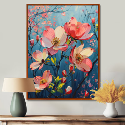 Collage de fleurs de cornouiller rose et bleu