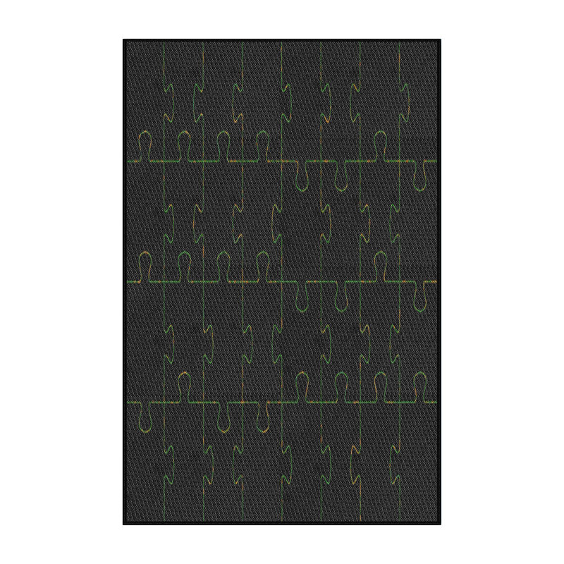 Tapis noir/vert à motifs, Rectangle 4 pi x 6 pi