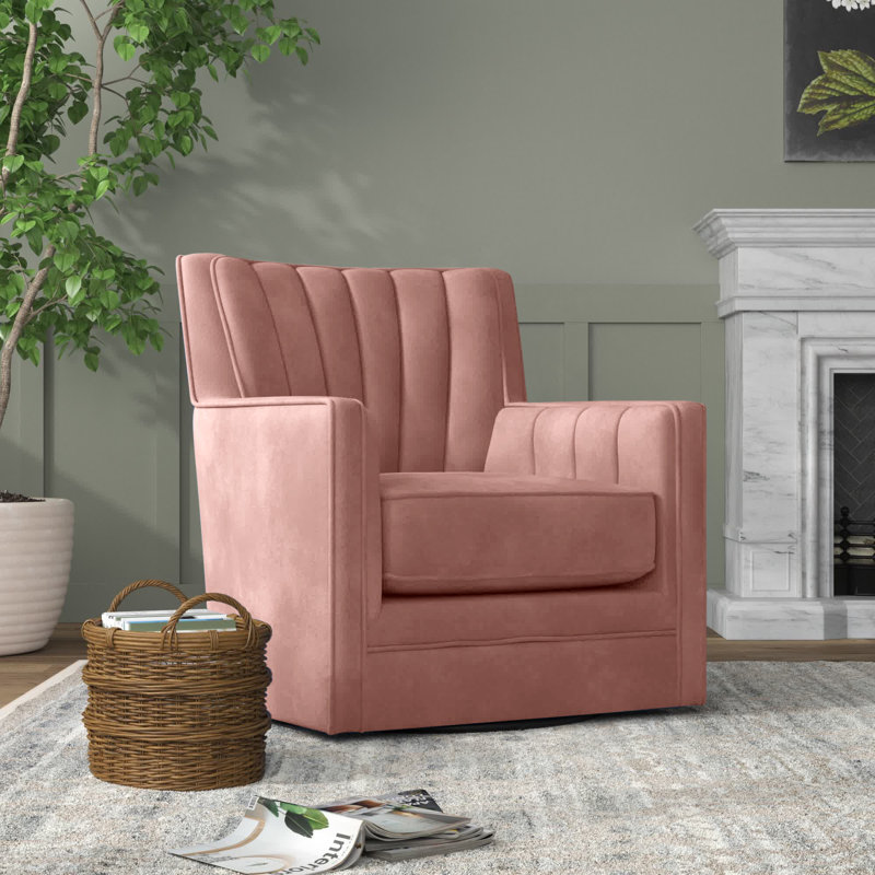 Fauteuil pivotant en velours de 30 po de largeur, Rosé