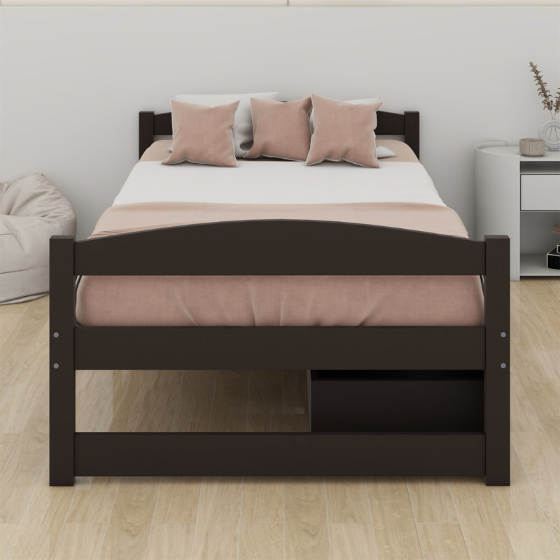 Lit plateforme avec deux tiroirs, Espresso