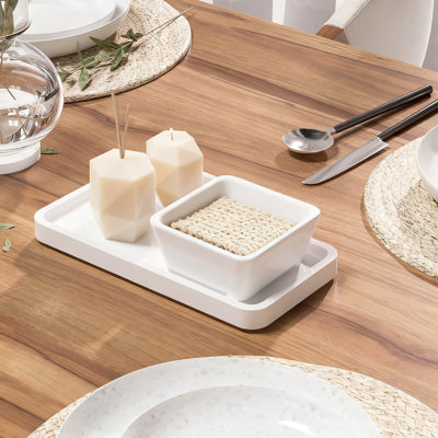 Bathroom Vanity Tray For Countertop Organization, Multi-Purpose Decorative Tray For Makeup, Perfume, Jewelry, Soap Dispenser, And Kitchen Spices, Compact And Durable Design