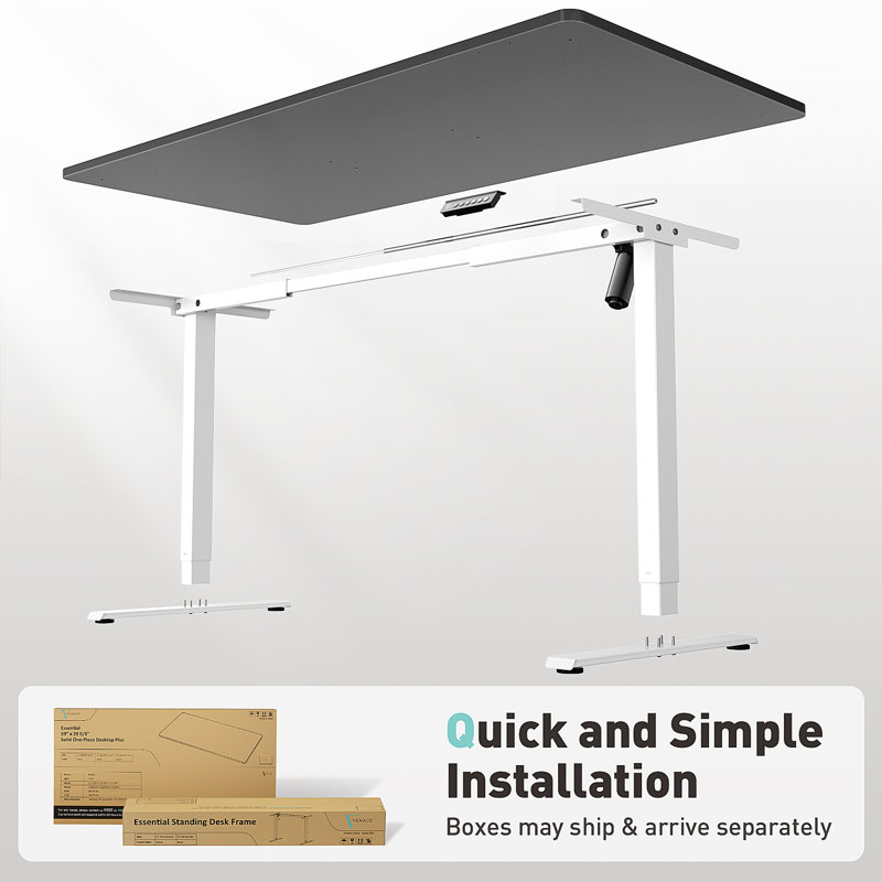  Height Adjustable Standing Desk Plus, Black/White, 46.3" H x 59" W x 29.5" D