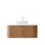 Meuble-lavabo flottant mural 36 po avec lavabo rond en verre transparent et tiroir-926235720