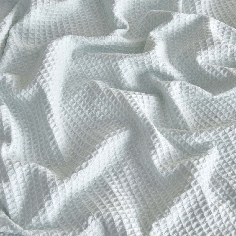 Couverture 100% coton gaufré Minali, Double/grand, Bleu givré