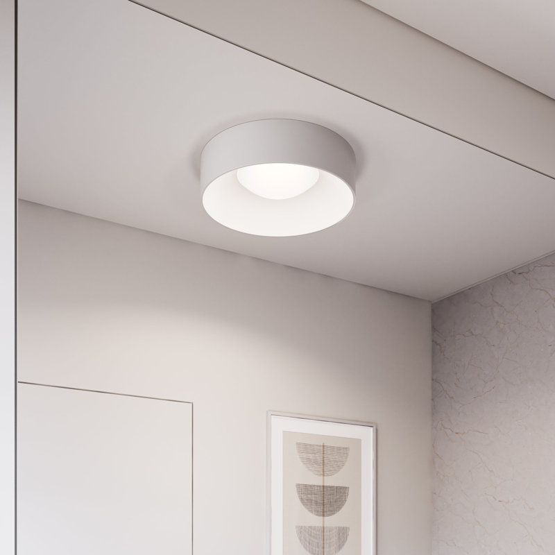 Plafonnier encastré 1 lumière DEL Ilios, Blanc satiné, H 5 po x l 18 po x P 18 po