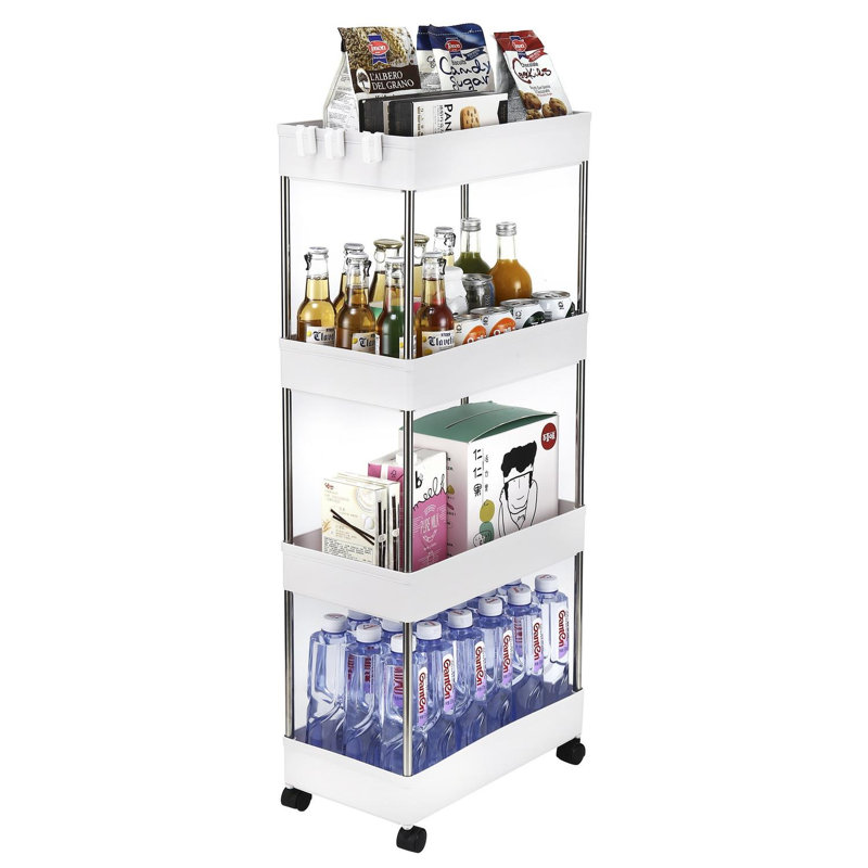 Chariot de rangement mobile 4 couches, H 34,5 po x l 16 po x P 8,7 po