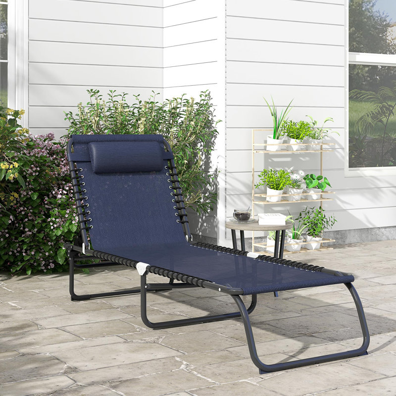 Chaise longue de piscine pliante, 1, Bleu très foncé