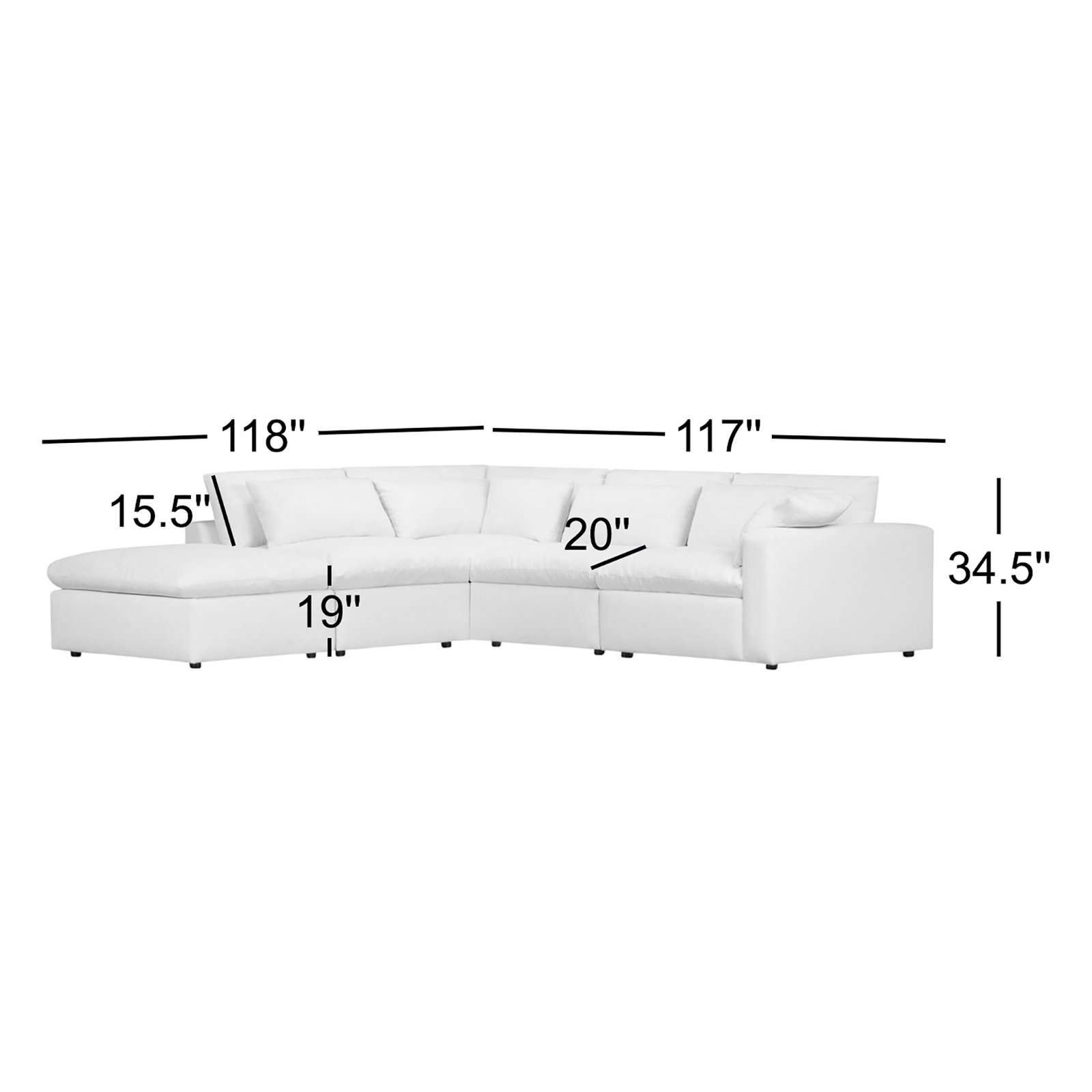 Remy Sectional, Left Hand Facing, Andrew Cognac Performance Chenille