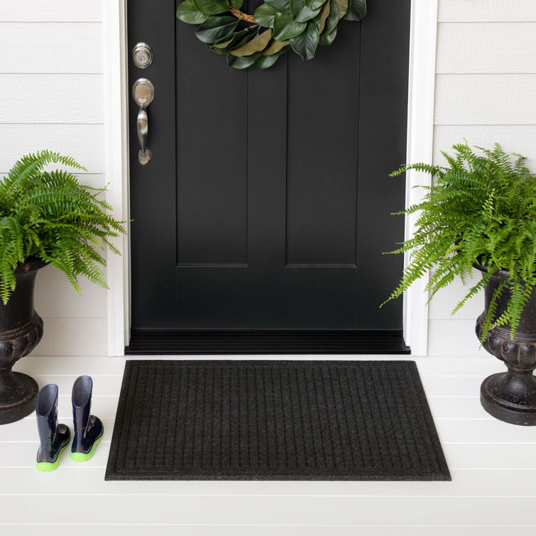 Rubber Non-Slip Indoor Outdoor Door Mat Latitude Run Color: Black, Mat Size: 20 W x 31 L