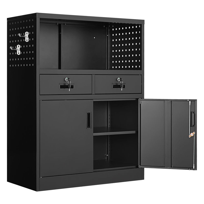 Moza 31.5 " Wide 2 Steel Vertical Filing Cabinet, Black
