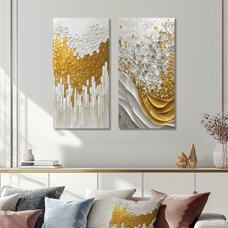 Biochimie de Golden Pure Balance I - fluide, impression murale en métal 2 pièces, H 32 po x l 32 po