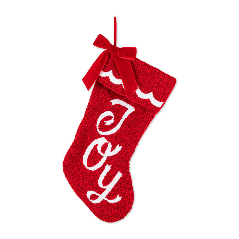Bas de Noël à crochet rouge de 53 cm (21 po), JOY