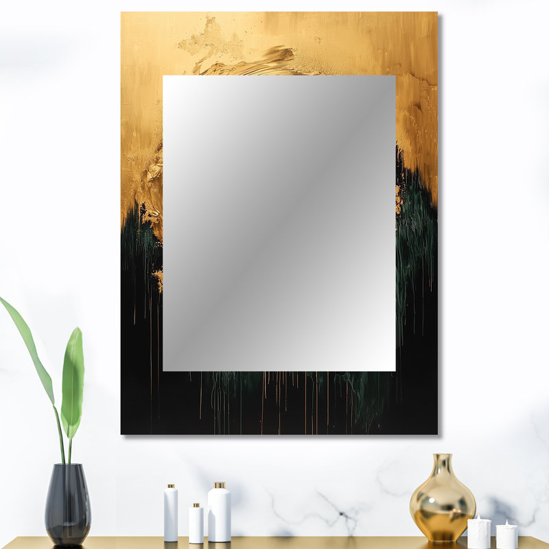 Éclipse de lune moderne or noir - miroir moderne, miroir mural noir unique, impression d'art en métal, 40 po x 30 po