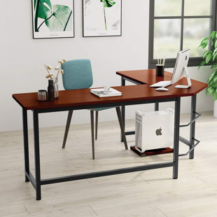 Azharia L-Shaped Metal Base Computer Desk