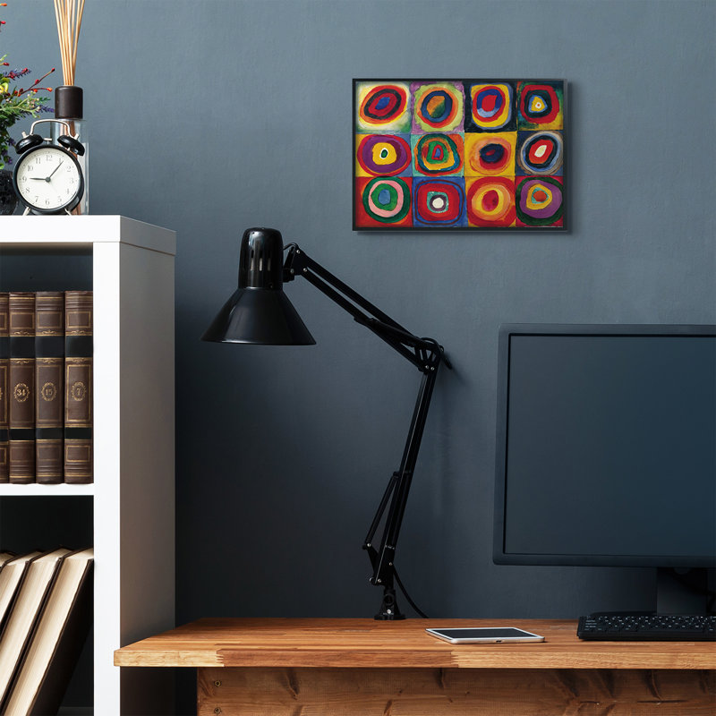 « abstract circle pattern red yellow » par wassily kandinsky,-reproduction d’art, H 11 po x l 14 po x P 1,5 po
