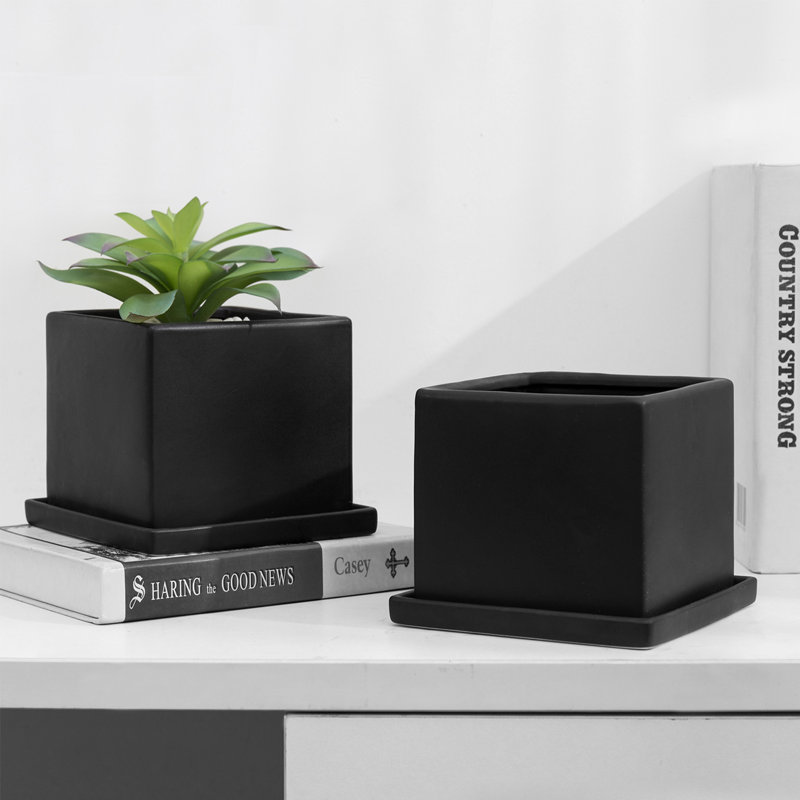 Ceramic Planter Box, Black