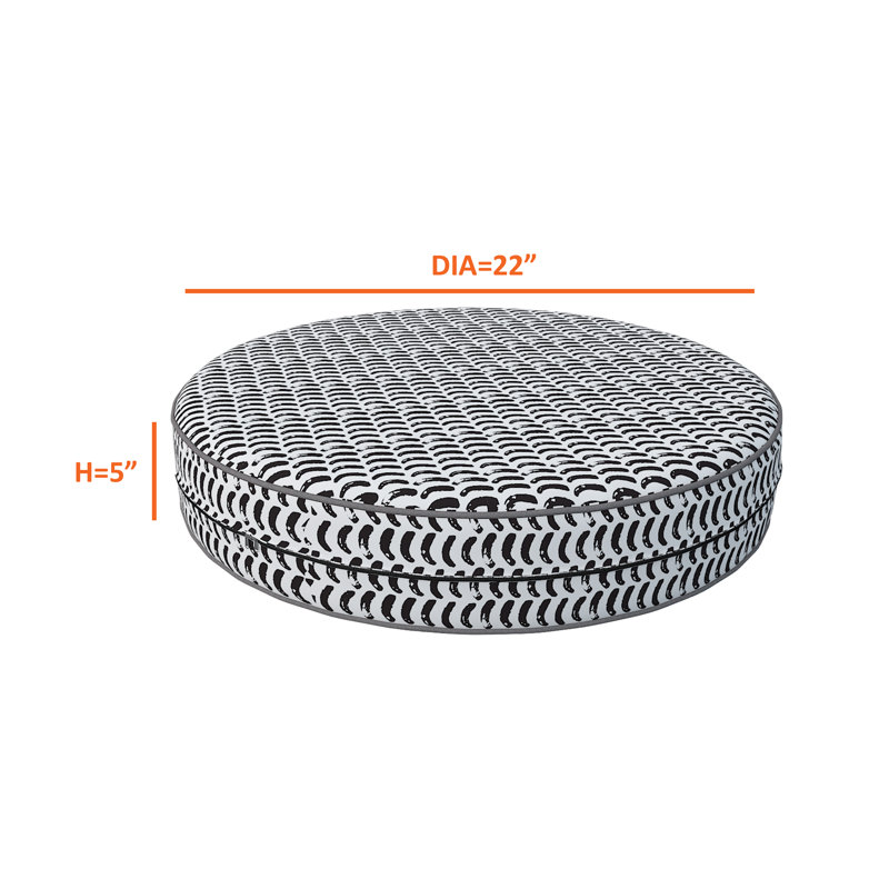 Decorative Indoor Outdoor Waterproof Round Cushion Cover, Patio Bar Stool UV Resistant Seat Cover, 12.7cm H x 55.9cm W