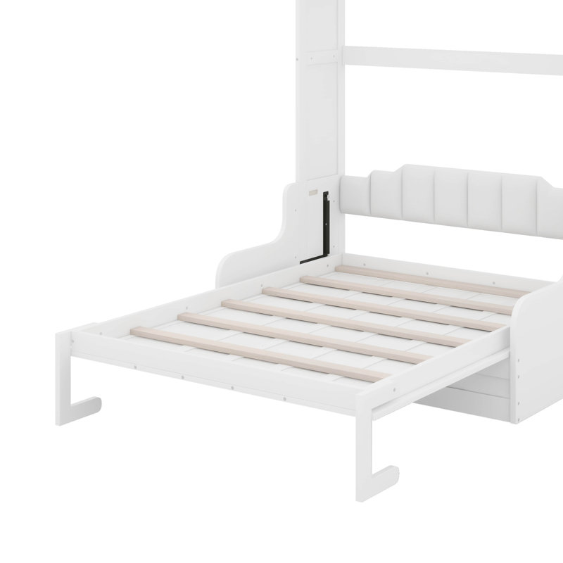 Queen Size Murphy Bed With Cushion, White